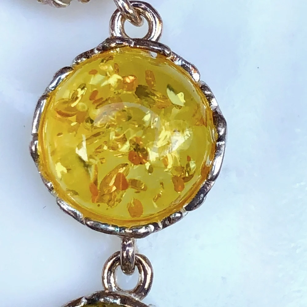 Multicolor Baltic Amber Sterling Silver Bracelet